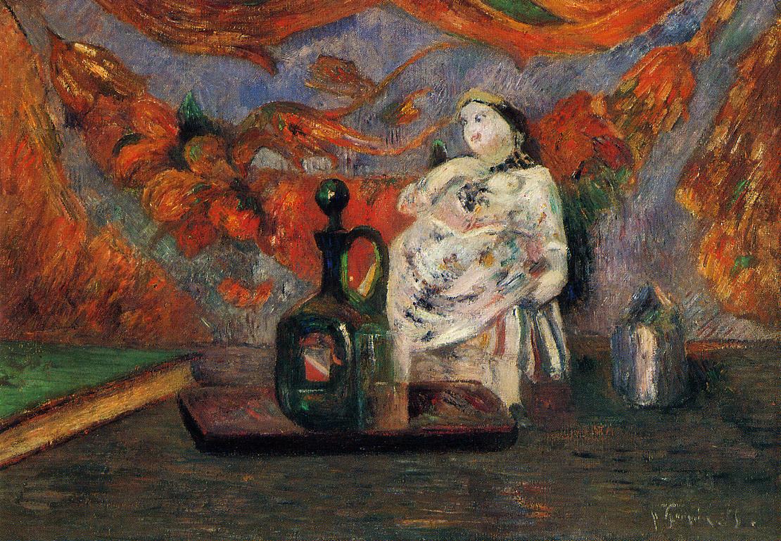 Still life with carafe and ceramic figure 1885